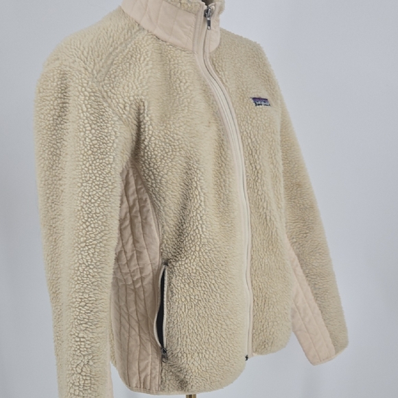 Patagonia Cream Teddy Jacket Full-Zip Stand-Up Collar - Picture 7 of 14